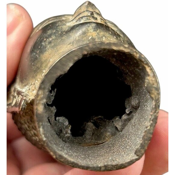 Thai Buddha Head Antique 4.25" Statue Figurine Bronze - Picture 6 of 10